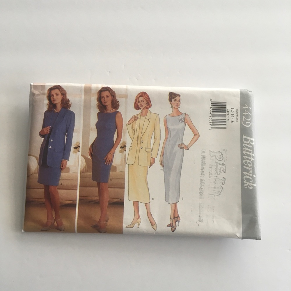 Butterick Sewing Pattern  #4429  Size 12-14-16  $10/1 Pattern $24/3 Patterns